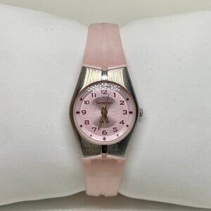 Armitron women quartz analog watch silver pink dial 22mm m plastic band running